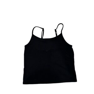 Black American eagle thin strap ribbed tank top